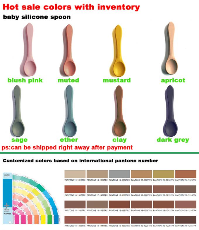 Il cucchiaio riutilizzabile variopinto del silicone del commestibile di alta qualità dell'OEM per il bambino dà il piccolo cucchiaio a cucchiaiate rotondo 13.8*3.5*1cm 25g