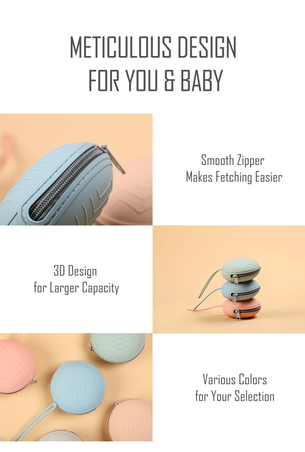 Supporti portatili impermeabili della tettarella del silicone di stoccaggio per il viaggio
