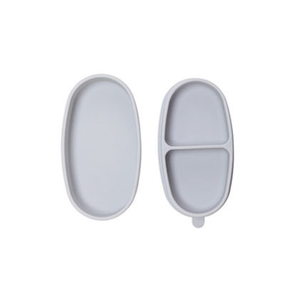 Baby Training Divided Suction Silicone Lunch Box Sage Color Silicone Snack Box